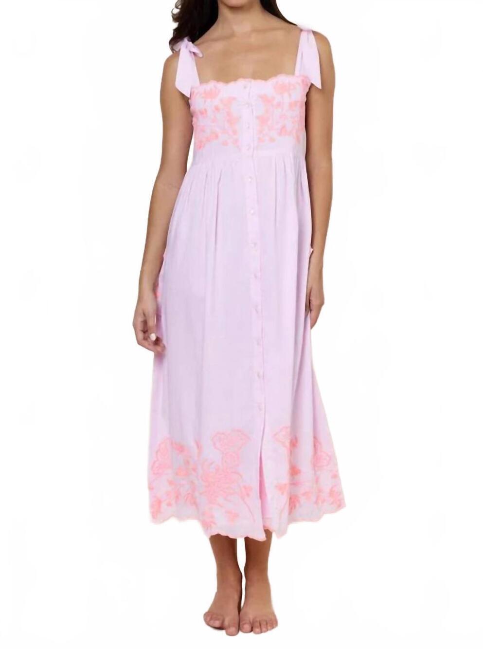 NEW JULIET DUNN tie shoulder midi dress in petal pink